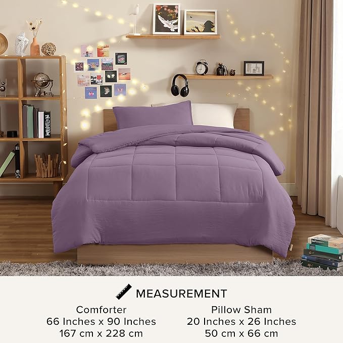 UGG Leonora Comforter Set with 1 Pillow Sham Lightweight Down Alternative Blanket All Season Washable and Hypoallergenic Bedding for College Apartment or Dorm Essentials, Twin/Twin XL, Purple Shadow