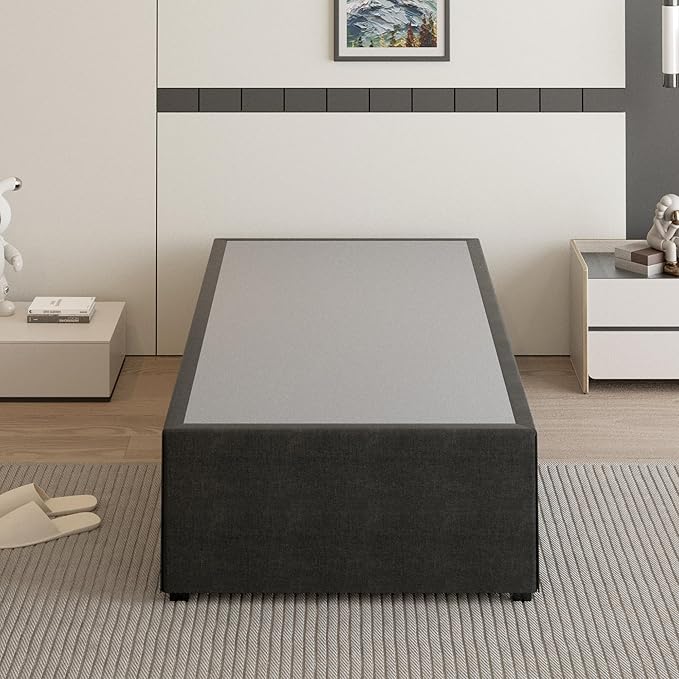 18 Inch Twin XL Bed Frames with Black Bed Cover, Metal Bed Frame Twin XL No Box Spring Needed, Heavy Duty Mattress Foundation, Easy Assembly, Noise Free