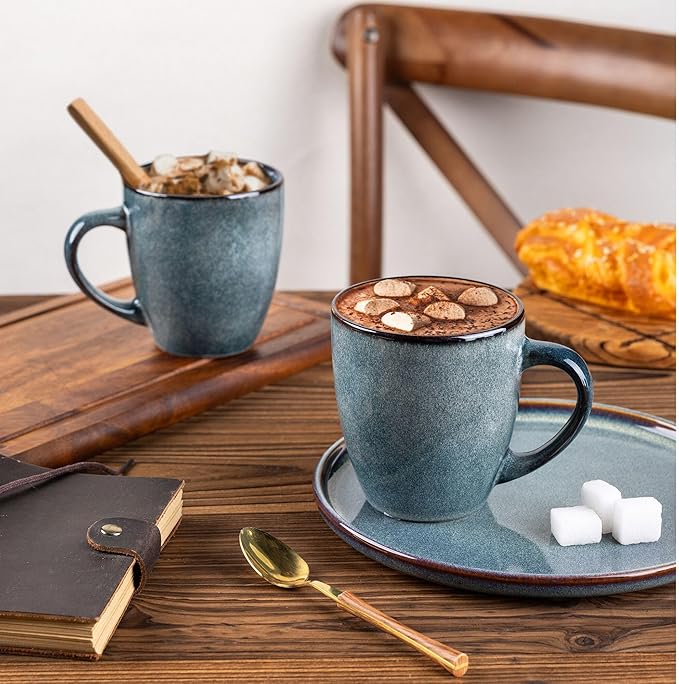 GBHOME Ceramic Coffee Mugs Set of 6, 12oz Stoneware Coffee Mugs Set For Dad Mom Women MEN, Light Weight Coffee Cups for Latte/Tea/Beer/Hot Cocoa, Dishwasher & Microwave Safe