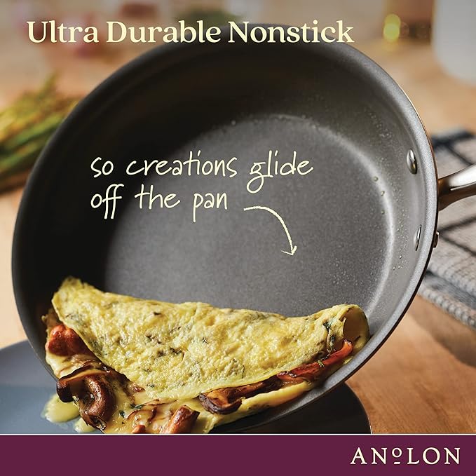 Anolon Advanced Home Hard Anodized Nonstick Sauce Pan/Saucepan with Straining and Lid, 2 Quart (2 Qt Straining Saucepan, Bronze)