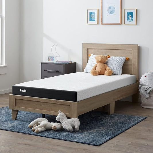 Lucid 5 Inch Gel Memory Foam Mattress - Firm Feel - Gel Infusion - Memory Foam Infused with Bamboo Charcoal - Breathable Cover - Queen