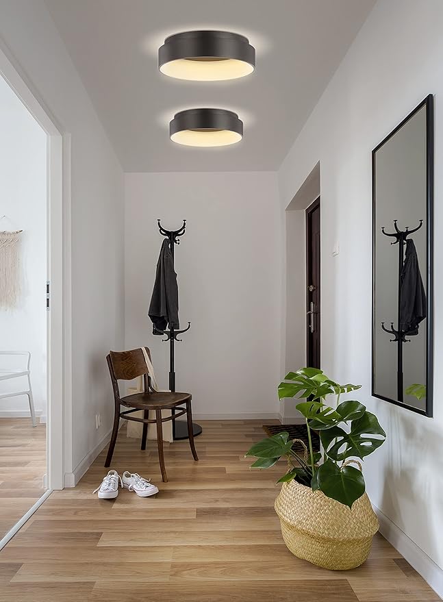 JONATHAN Y JYL7206B Ring 17.7" Integrated LED Flush Mount, Modern, Contemporary, Dimmable, 3000K Cozy Warm Light Kitchen,Hallway,Bathroom,Stairwell, Black