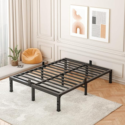 FUIOBYVV California King Bed Frame,12 Inch Metal Platform with Steel Slats,Heavy Duty 3500lbs Support,No Box Spring Needed,Non-Slip Mattress Stopper,Underbed Space,Quiet and Sturdy,Easy Assembly
