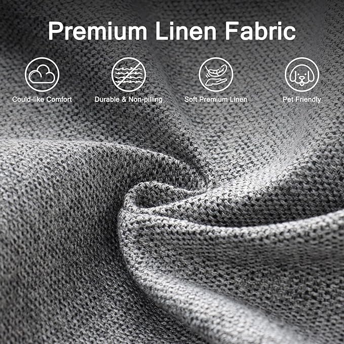 ELUCHANG 47" W Oversized Accent Chair, Linen Fabric Modern Chair, Washable Covers, Comfy Upholstered Large Armchair Single Sofa Reading Chair for Living Room Bedroom Office, Dark Grey