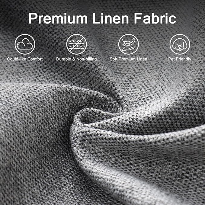 ELUCHANG 47" W Oversized Accent Chair Set of 2, Linen Fabric Modern Chair, Washable Covers, Comfy Upholstered Large Reading Armchair for Living Room, Bedroom, Office, Dark Grey