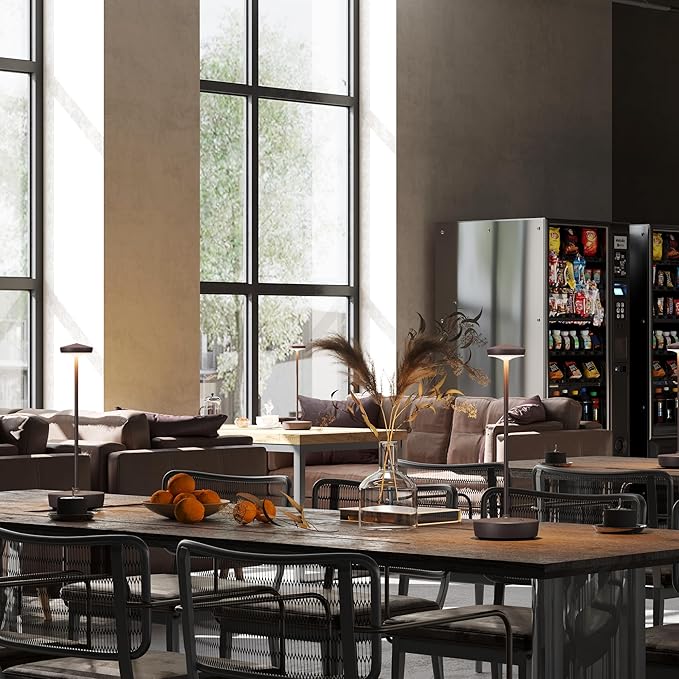 Cordless Table Lamp Rechargeable - LED Battery Table Light with 3 Color Temperatures, Stepless Dimming, Waterproof Aluminum for Indoor Outdoor, Patio, Restaurant, Dinner (Rust)