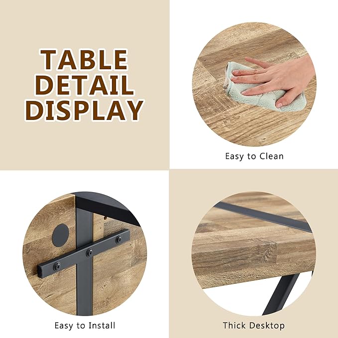 Dining Table Set for 6，Dinner Table Set for 6，71'' Kitchen Table and PU Leather Chairs Set of 6，6 Chair Dining Table Set for Kitchen Dining Room