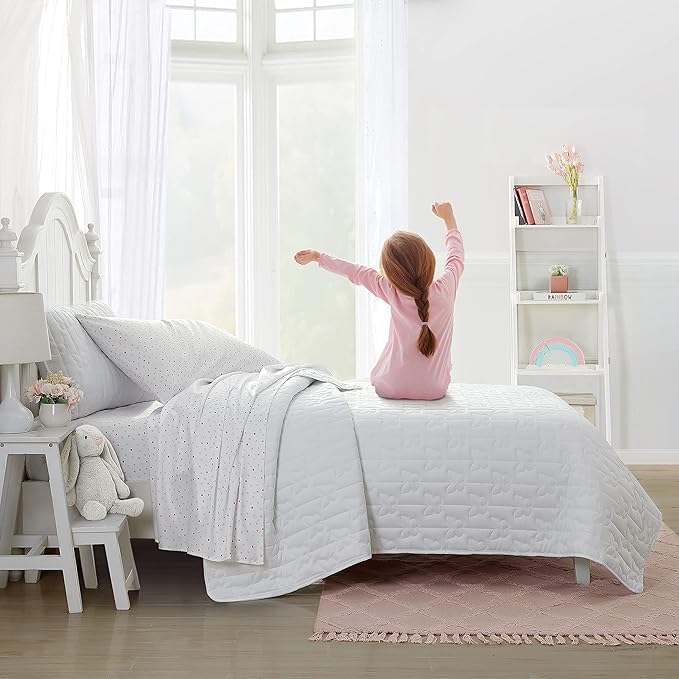 Laura Ashley Kids - Full Sheets, Soft Wrinkle-Resistant Toddler Bedding Set, Fun & Whimsical Bedroom Decor, Ideal Girl Room Essentials (Confetti Pink, Full)