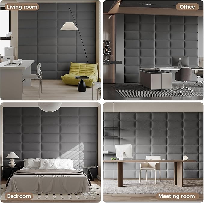 Modern Dark Gray Linen Fabric Headboard 24x12 Inch 9-Panel Set - Compatible with Queen/King/Full Beds, Adjustable Bed Frame Friendly