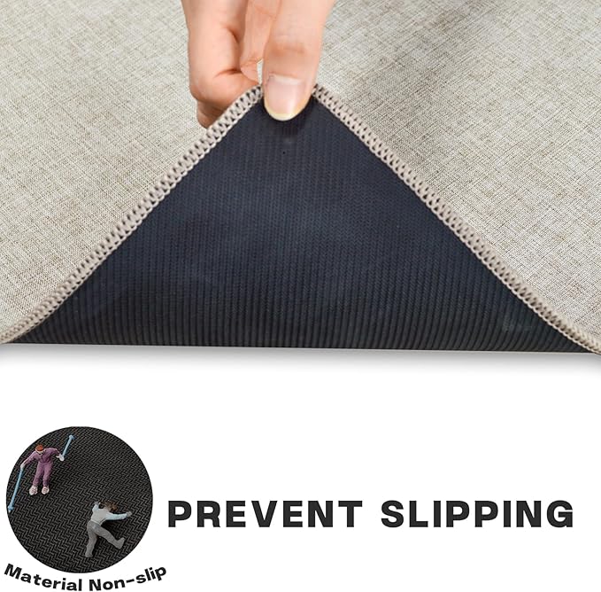 Yancorp 3'x5'Ultra Thin Big Bathroom Rugs,Low Profile Bath Mat Non Slip Fit Under Door Absorbent Shower Rug Washable Large Indoor Door Mat