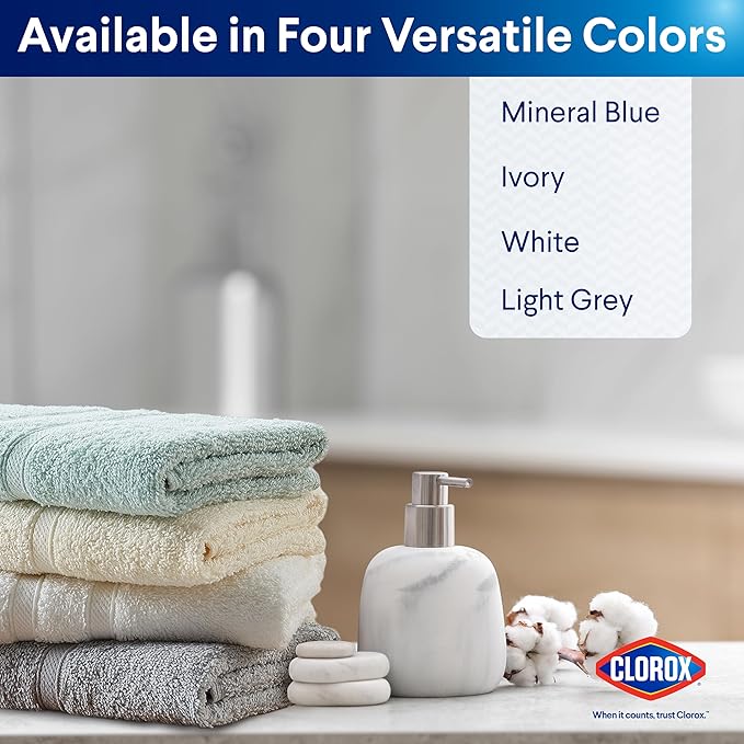 CLOROX Bleach Friendly Towels, Quick Dry, 100% Cotton Hand Towels (16" x 26"), Highly Absorbent Soft Lightweight, Ideal for Everyday Use, Easy to Wash (2 Pack, White)