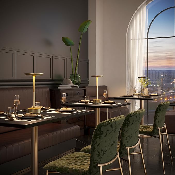 Cordless Table Lamps Rechargeable, Portable 5000mAh Battery Operated Lamp, 3 Color Stepless Dimming LED Table Light with Memory Function, for Outdoor/Dinner/Patio/Restaurant.(Gold)