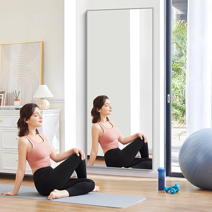 30x72inch Bathroom Mirror, Silver Rectangle Mirror with Thin Metal Frame, Large Rectangular Wall Mirror for Bathroom, Living Roomm, Hair Salon, Big Farmehouse Mirror Hang Horizontal/Vertical