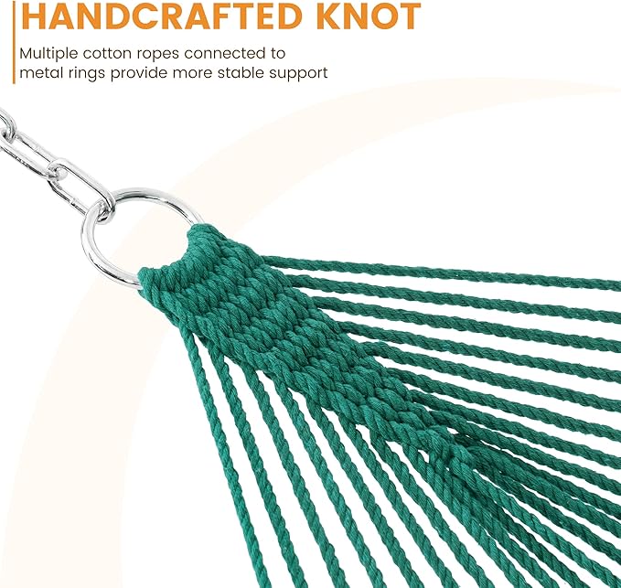 Lazy Daze Hammocks 12FT Double Rope Hammocks, Hand Woven Cotton Hammock with Pillow & Spreader Bar for Outside, Patio, Poolside, FIT 13-15 Foot Stand, Max 450 Lbs, Natural, 141 x 57 inches