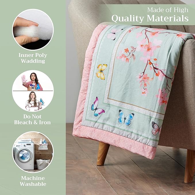 Maison d' Hermine Throw Blanket for Couch Lightweight Soft Warm Breathable Cotton Throw Blankets for Bed Girls Boys Women Men Gifts Sofa Travel Living Room Chair Bedding (60"x80", Blossoms in Spring)