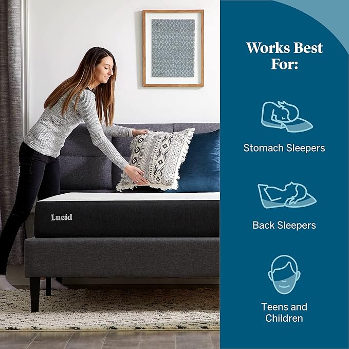 Lucid 8 Inch Queen Mattress - Firm Gel Memory Foam – Bamboo Charcoal Foam –Gel Infused- Hypoallergenic Mattress