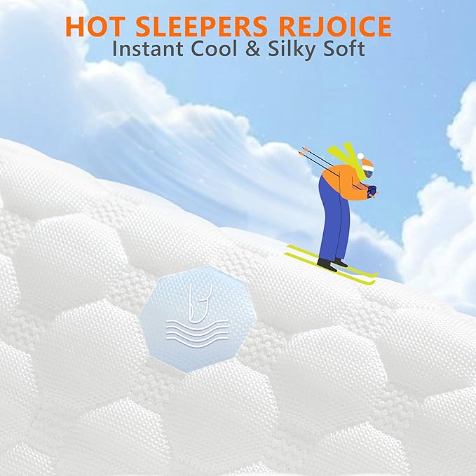 Cooling Pillows Standard Size Set of 2, Memory Foam Pillows with Zipper, Firm Bed Pillows Adjustable for Hot Side Back Stomach Sleepers
