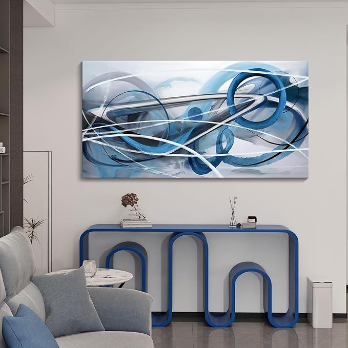 YDYSUNE Blue Abstract Wall Art Modern Canvas Wall Paintings Abstract Artwork for Living Room Pictures for Bedroom Wall Decor Office Home Decoration Size 29×58IN