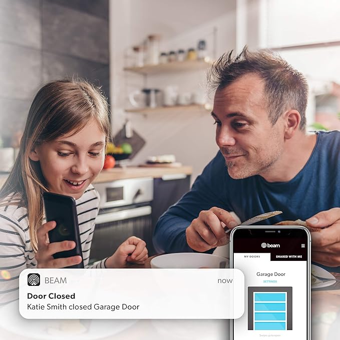 Centurion BU800 Two Car Smart Garage Door Opener, Ultra-Reliable 1-1/4 Horsepower Equivalent DC Motor, Integrated Edge-to-Edge 3000-Lumen LED, with Beam Home App for Smart Garage Control, White