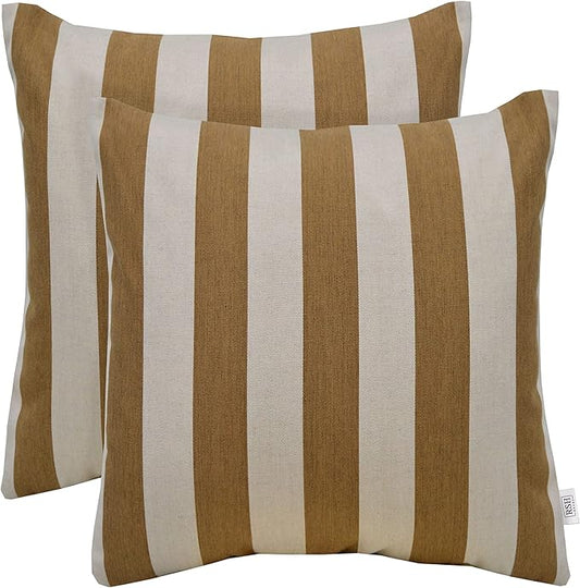 RSH DECOR: Sunbrella Square Throw Pillows Set of 2 | 24" x 24" | Water and Fade-Resistant Performance Fabric | Outdoor Pillow Covers with Down-Alternative Inserts | Maxim Heather Beige