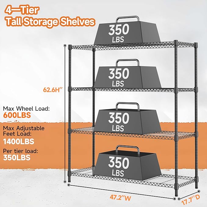 4 Tiers Shelf Metal Storage Shelves