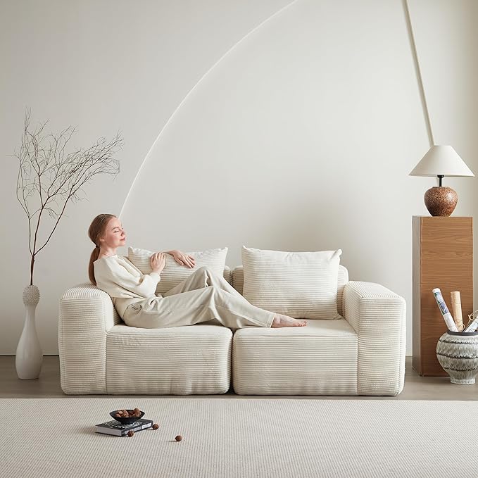 Futon Sofa Bed, Sectional Small Couch, Sleeper Sofa, Loveseat, Modern Futon Couch, Sofa Cama, Couches for Living Room, Bedroom, Beige