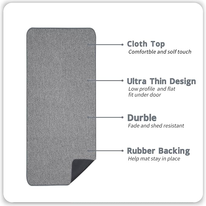 Bath Mat,Ultra Thin Bathroom Runner Rugs,Large Bath Mats for Bathroom,Quick Dry,Non-Slip,Machine Washable,Low Pile,Bath Rug,Shower Outside,Sink,Home Decor Accessories.Grey,1'5"x4'11"（17x59inch）