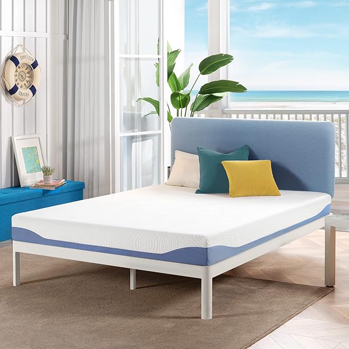 Mellow 6 Inch Cooling Gel-Infused Memory Foam Bed Mattress, Medium Firm Sleep and Breathable Fabric Cover, Full , Mattress In A Box