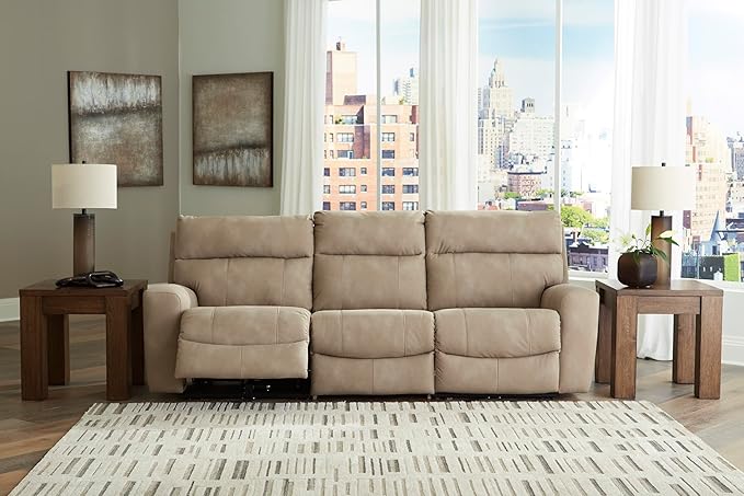 Signature Design by Ashley Next-Gen DuraPella Contemporary Faux Leather Modular Wall Hugger 3-Piece Power Reclining Sectional Sofa with Adjustable Headrest and USB Ports, Light Brown