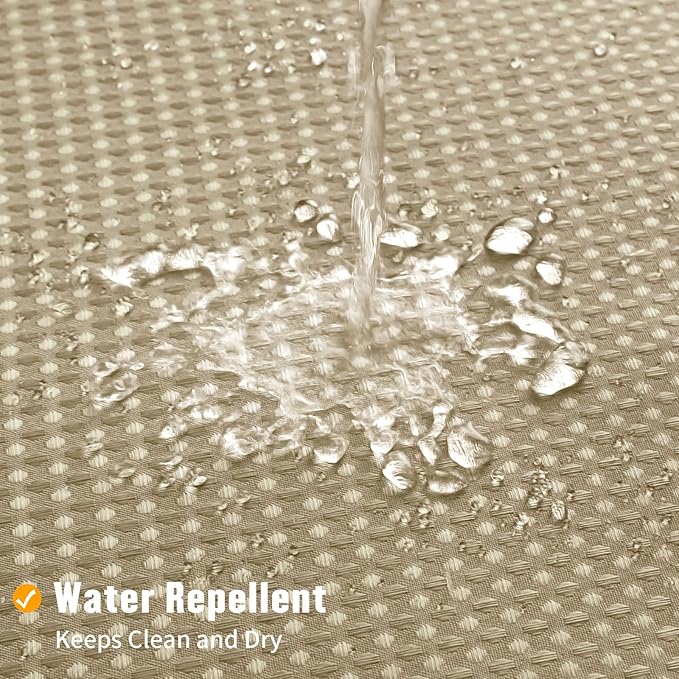 MitoVilla No Hooks Needed Extra Long Shower Curtain Set with Snap-in Liner, Beige 86 inch XL Heavyweight Waffle Fabric Cloth Shower Curtains for Modern Luxury Hotel & Spa Bathroom Decor, Beige/Khaki