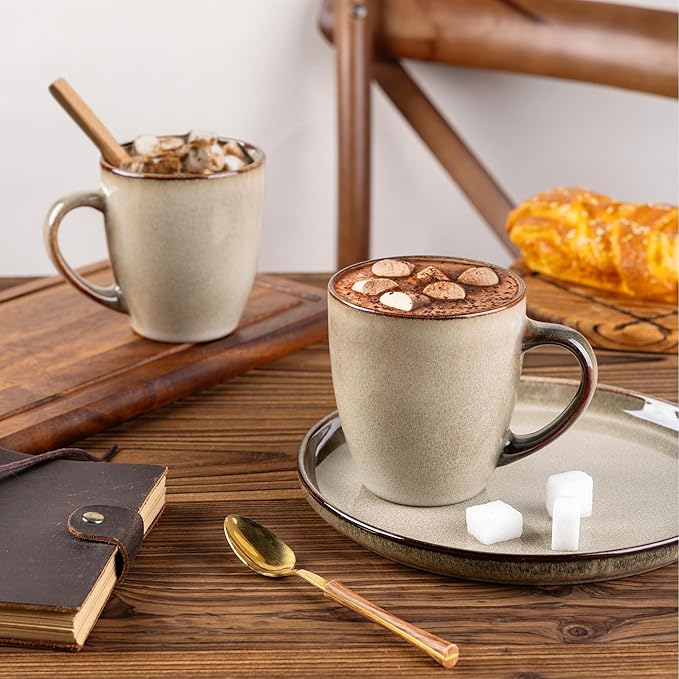 GBHOME Ceramic Coffee Mugs Set of 6, 12oz Stoneware Coffee Mugs Set For Dad Mom Women MEN, Light Weight Coffee Cups for Latte/Tea/Beer/Hot Cocoa, Dishwasher & Microwave Safe