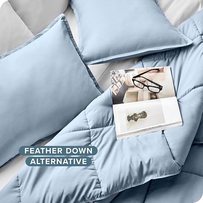 Bare Home Comforter Set - Queen Size - Ultra-Soft - Goose Down Alternative - Premium 1800 Series - All Season Warmth (Queen, Dusty Blue)