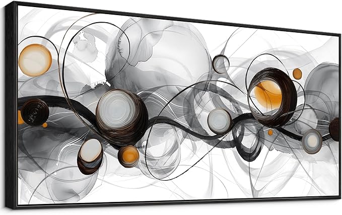 XLSJERST Abstract Artwork Minimalist Painting - Large Size Frame Wall Art for Living Room Wall Decor Modern Black and White Canvas Picture Boho Gray Wall Art