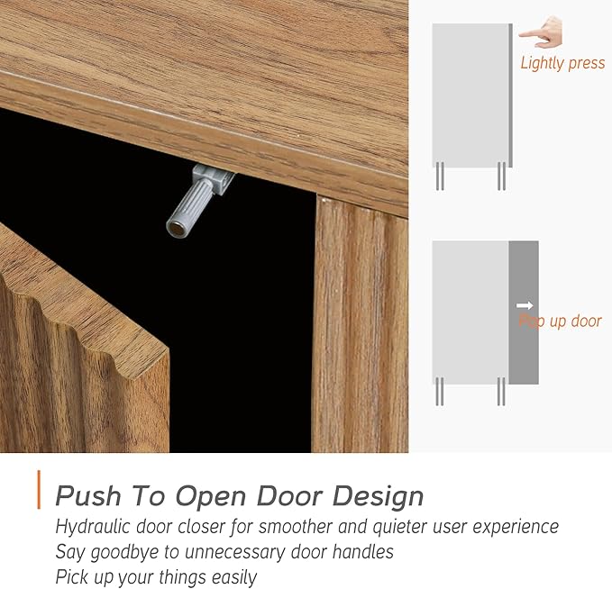 WAMPAT 61.6" TV Stand Cabinets for TVs up to 75 Inches, Entertainment Center with Storage Cabinets and 4 Doors, Mid Century Modern Media TV Console Table for Living Room Bedroom, Brown