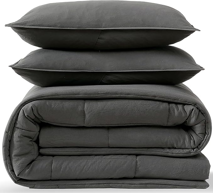 UGG Leonora Comforter Set with 2 Pillow Shams Lightweight Down Alternative Blanket Reversible Cozy Warm All Season Washable and Hypoallergenic Bedding Set, Full/Queen, Charcoal Grey