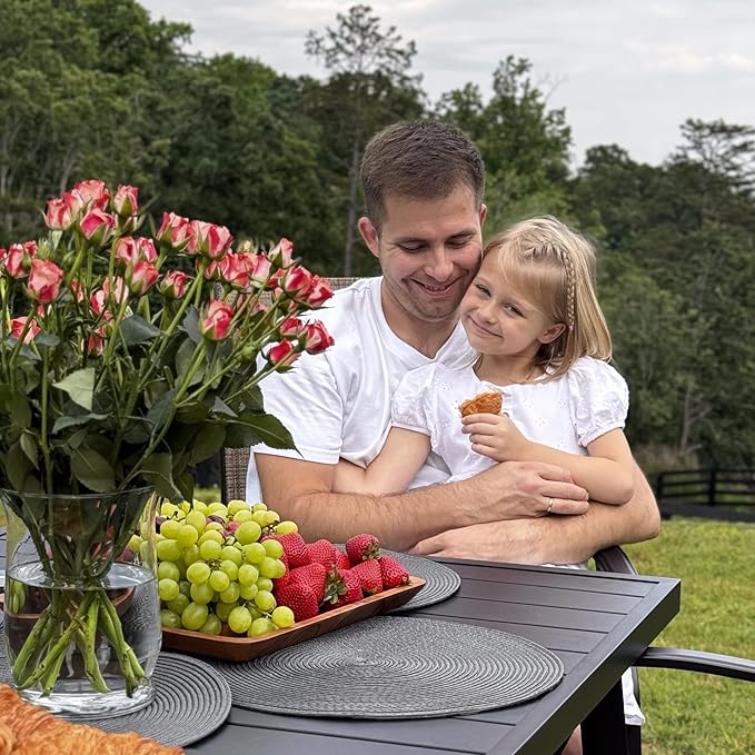 Patio Table and Chairs Set of 8, All-Weather Breathable Textilene Patio Chair with Gourd-Shaped Armrests, 83x39 Rectangle Table with Umbrella Hole, 9 Pcs Metal Frame Patio Dining Set