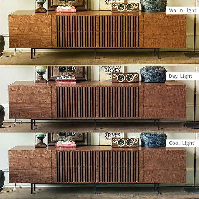 94.48" Mid Century Modern TV Stand for TVs up to 70"-90",Tv Console with 4 Storage Cabinets, Media Furniture for Living Room or Bedroom,Walnut