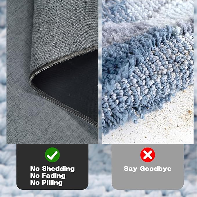 Yancorp 17"x30" Ultra Thin Gray Bathroom Rugs,Low Profile Grey Bath Mat Non Slip Fit Under Door Absorbent Washable Indoor Door Mat Small Rug