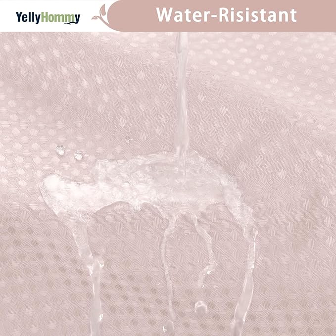 YellyHommy No Hook Shower Curtain with Snap in Liner Set Less Time Waffle Shower Curtain for Bathroom 75" L x 72" W Pink
