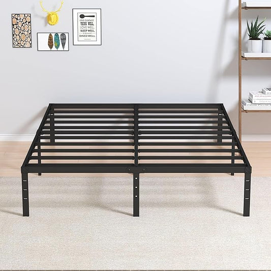 14 Inch Full Size Bed Frame No Box Spring Needed, Heavy Duty Metal Platform Bed Frame Full Support Up to 3000 lbs, Easy Assembly, Noise Free, Black