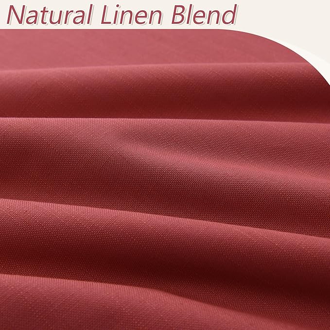 Guken Red Blackout Curtains 63 Inch Length 2 Panels Set for Living Room Bedroom Back Tab Thermal Insulated 100% Black Out Linen Drapes Room Darkening Window Curtains 63 Inches Long