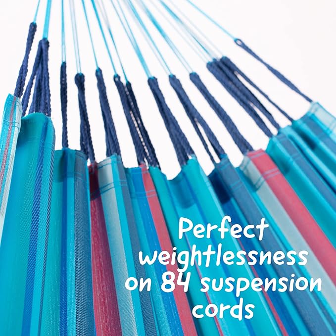 LA SIESTA® - Large Double Brisa Classic Hammock & Elipso Stand - Larch Wood Hammock Stand - Weather & Tear Resistant - Backyard Outdoor Hammock with Stand - 2-Person, Max 355 Lbs, Wave