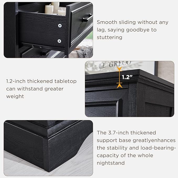 Farmhouse 5 Drawers Dresser Chests for Bedroom,46" Tall Wood Rustic Chest of Drawers with Wide Metal Handle,Natural Texture,Drawer Organizer for Bedroom,Living Room,Hallway and Entryway,Black