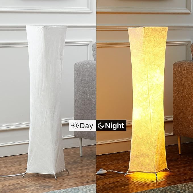 chiphy Floor Lamp, Dimmable 39" (XS) Tall Standing Lamp, 3 Levels Adjustable Brightness 12Wx2 LED Bulbs, Column Floor Light w/White Fabric Shade, Home Decor for Living Room, Bedroom, Kids Room