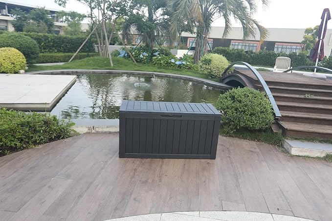 BTEXPERT 70 Gallon Outdoor Storage Container Deck Box for Patio Furniture Garden Tools Cushions Sports Equipment Waterproof Lockable Stainless Steel insert UV Resistant