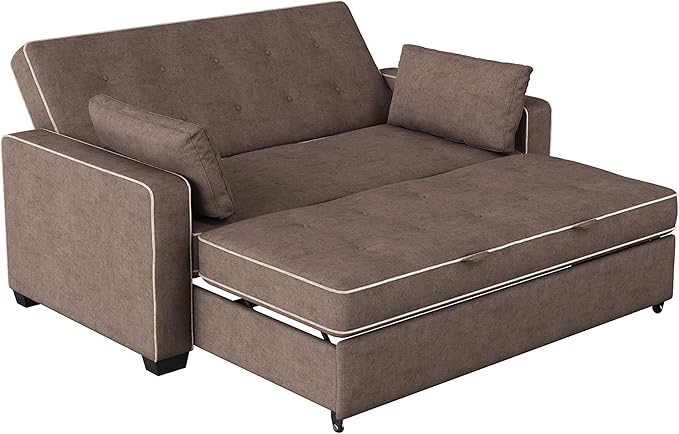 Serta Ainsley Loveseat with Pull Out Sleeper Microfiber Java Full