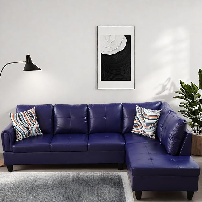 L Shaped Couch, Modular Sectional Sofa with Chaise, Modern Modular Sofas Furniture Sofa Couches for Living Room/Apartment/Office/Bedroom, Dark Blue Violet
