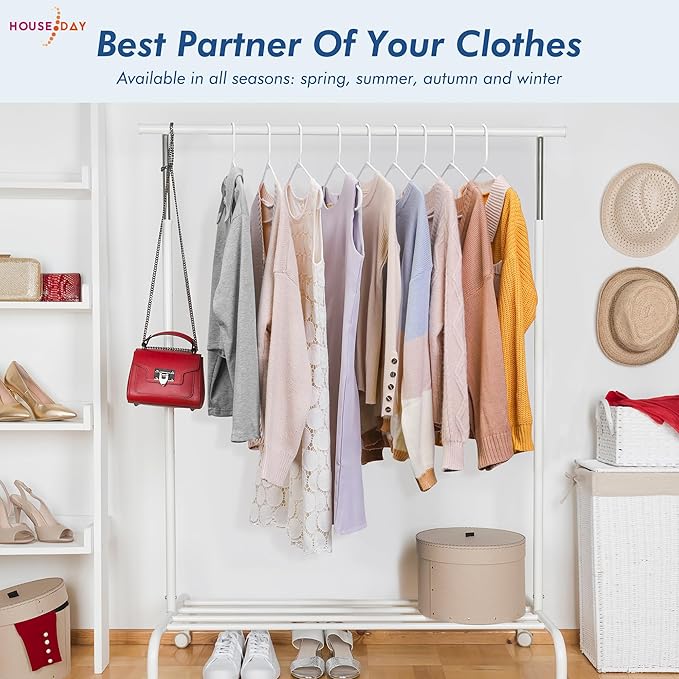 HOUSE DAY White Plastic Hangers 60 Pack, Clothes Hangers with Non Slip Hooks, Durable & Space Saving Coat Hanger, Light-Weight Clothing Hanger, Perfect Closet Organizer for Everyday Use