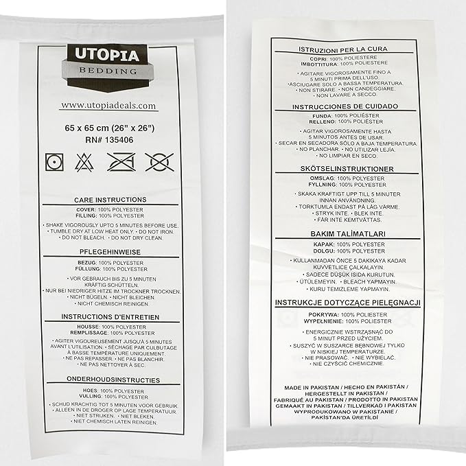 Utopia Bedding Bed Pillows for Sleeping (White), European Size, Set of 2, Hotel Pillows, Cooling Pillows for Side, Back or Stomach Sleepers