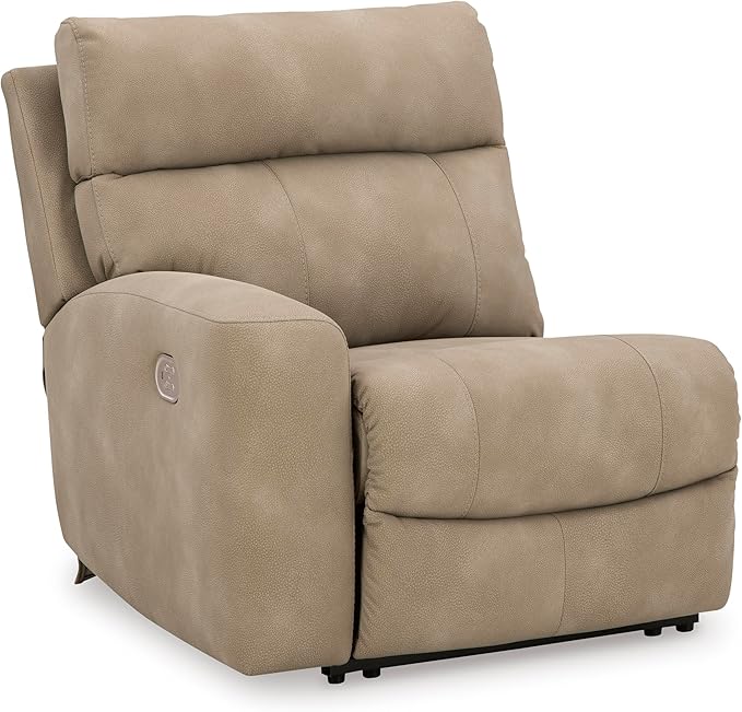 Signature Design by Ashley Next-Gen DuraPella Contemporary Faux Leather Modular Wall Hugger 2-Piece Power Reclining Sectional Loveseat with Adjustable Headrest and USB Ports, Light Brown